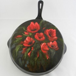 Maud Skoog painting on cast iron Frying Pan